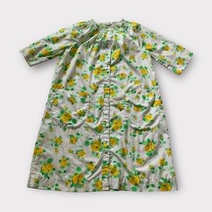 Vintage 70s/80s housecoat/dress, yellow rose floral